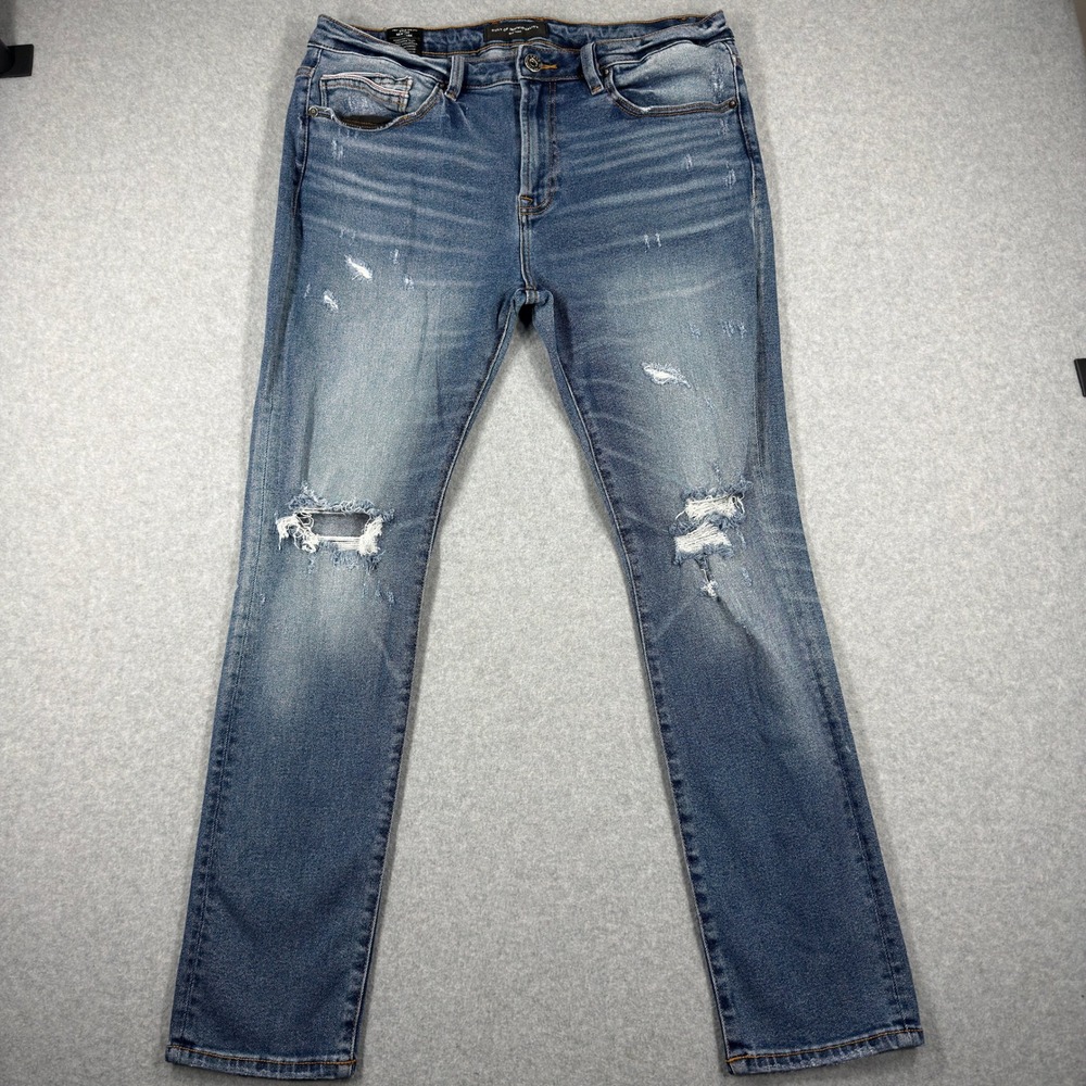 Cult of Individuality Mens Super Skinny Distressed Blue Jeans 38x32